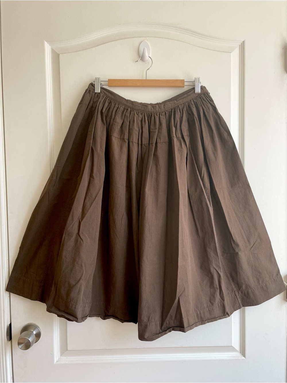 45rpm Studio A Line Pleated Cotton Circle Skirt Size L Brown